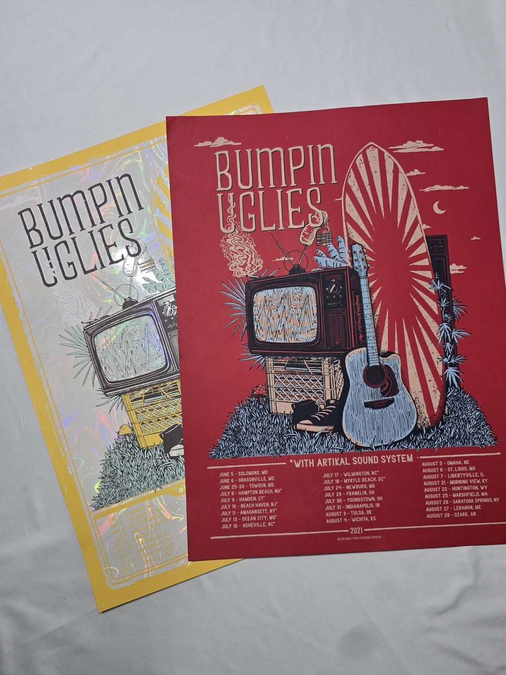 Official Bumpin Uglies 2021 Tour Poster Set 2 Prints Foil Variant Derek Perez